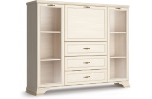 Шкаф низкий 2 стеклодвери "тумба-витрина" Сиена (Бодега Белый)