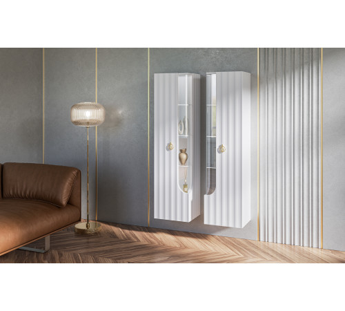 Шкаф-витрина навесной Лоренсо МН-043-02/03 белый