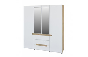 Четырехстворчатый шкаф для одежды и белья с зеркалом в спальню Леонардо МН-026-09