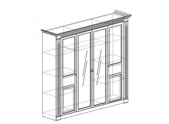 Шкаф четырехдверный с зеркалами Лючия 203 светлый